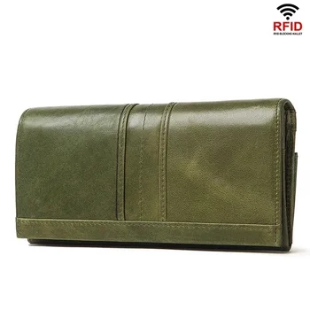 

Genuine Leather Wallet Real Cowskin Phone Case Cowhide Coin Purse RFID Blocking Long Women Ladies Wallet Purse Money Bag