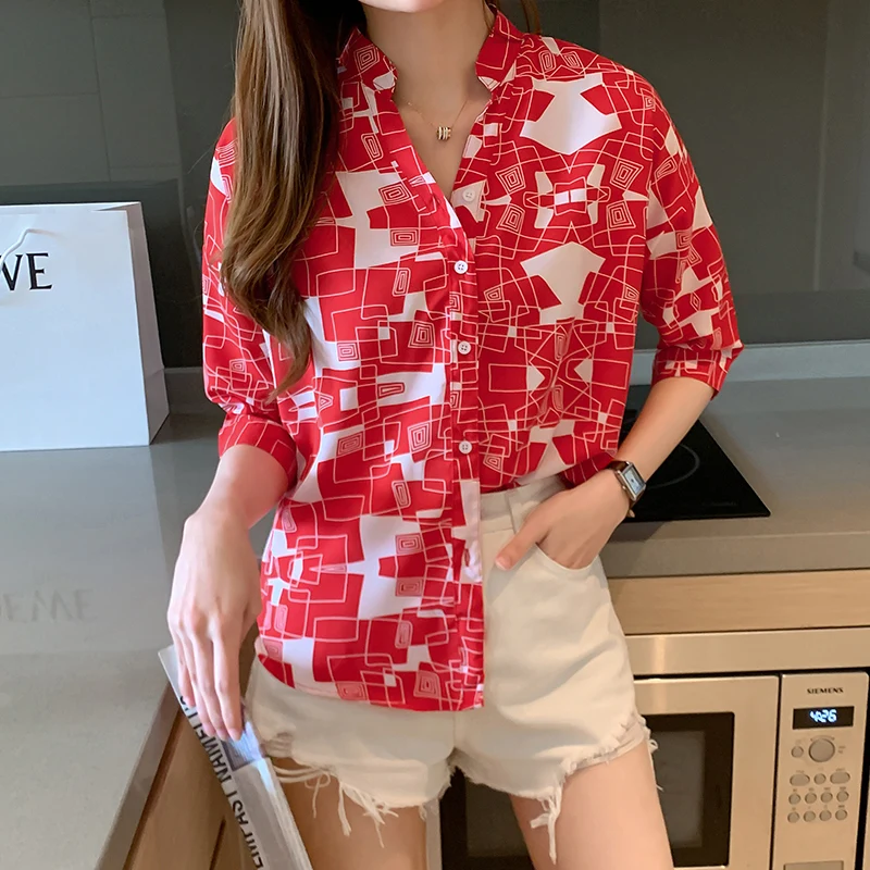 Women Tops and Blouses Casual Streetwear Modis Blouse Slim Shirts Women Blouses Plus Size Tops Red Black Shirt Female Blusas
