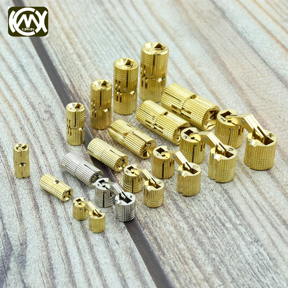 US $360.00 500Pcs D10225mm KIMXIN Brass Copper Barrel Hidden Hinges Gift Woodenbox Box Door Furniture Hardware Circular Cabinet Hinge