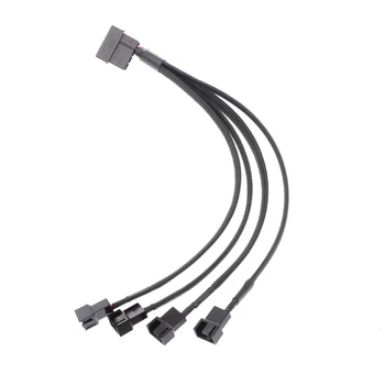 

4-Pin Molex Male To 4x 3-Pin/4-Pin PWM Male Sleeved Fan Extension Adapter Cable New hot