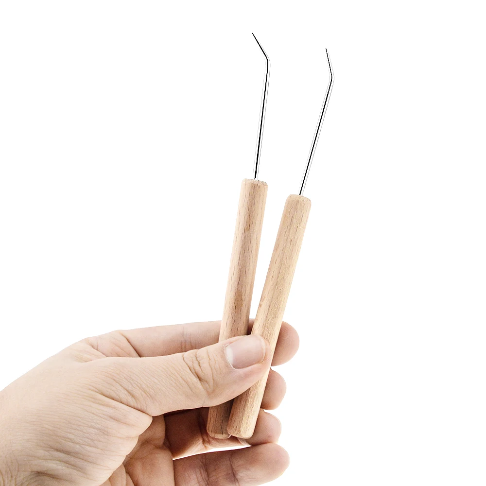 2 Pcs/Set 15cm Length Solid Wood Bending Needle Wooden Knitting Loom Hook DIY Tools Sewing Crochet Fittings