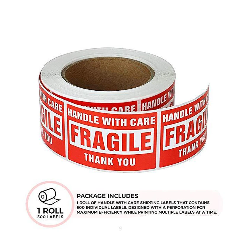 

Fragile Warning label Sticker 500pcs 7x5cm Fragile Sticker Up and Handle With Care Keep Dry Shipping Express warranty sticker