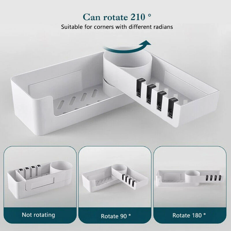 Настенный кронштейн с полками для ванных принадлежностей для ванной стеллаж, полки Органайзер вращающийся для Ванная комната угловая L9#2