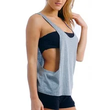 Женская сексуальная открытая рубашка для йоги фитнес-Спорт Женский безрукавный жилет спортивная рубашка