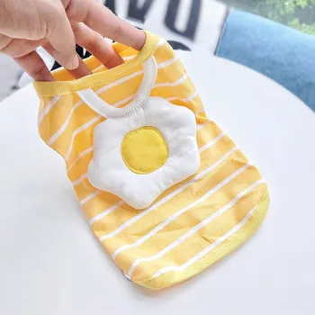 

Cat T-shirt Cute Puppy Cat Vests Cartoon Striped Cute Pet Clothing Summer Vests Shirt Mini Ubranka Dla Kota Pet Products OO50BX