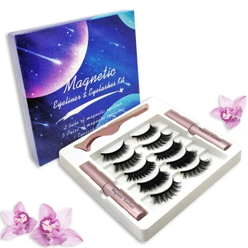 

5Pairs/Set False Lashes Magnetic Eyelashes Eyeliner Set Long Lasting Waterproof Smudge Proof Eyelash Extension Eye Makeup