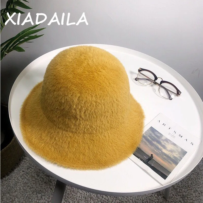 

Women hat autumn and winter new plush velvet fisherman hat wild foldable basin cap dome bucket hat beanies