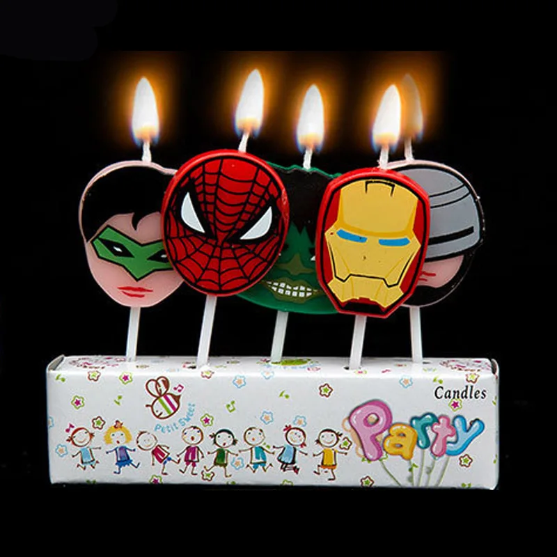 5 шт. Суперлига легенд Бэтмен супрман бездымные свечи на день рождения год праздничный торт - Цвет: 31
