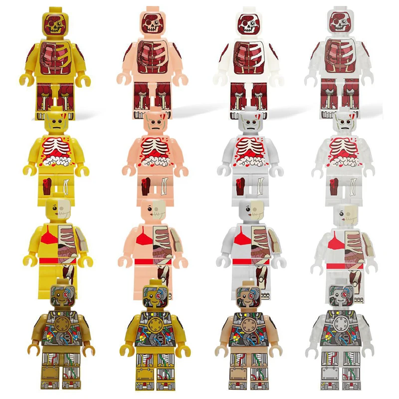 

Single Sale Building Blocks Custom Printed Anatomy Dissection Short Circuit Dr Anatomini Skin Color Kids Gift Toys