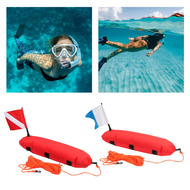 Inflatable Scuba Diving Spearfishing Signal Float Buoy + Dive Flag
