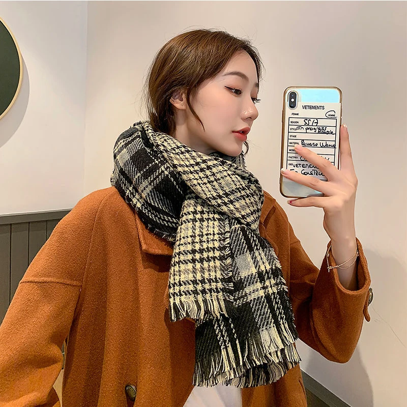 

2020 NEW Fashion Cashmere Women Plaid Scarf Winter Warm Shawl And Wrap Bandana Pashmina Long Tassel Female Foulard Thick Blanket