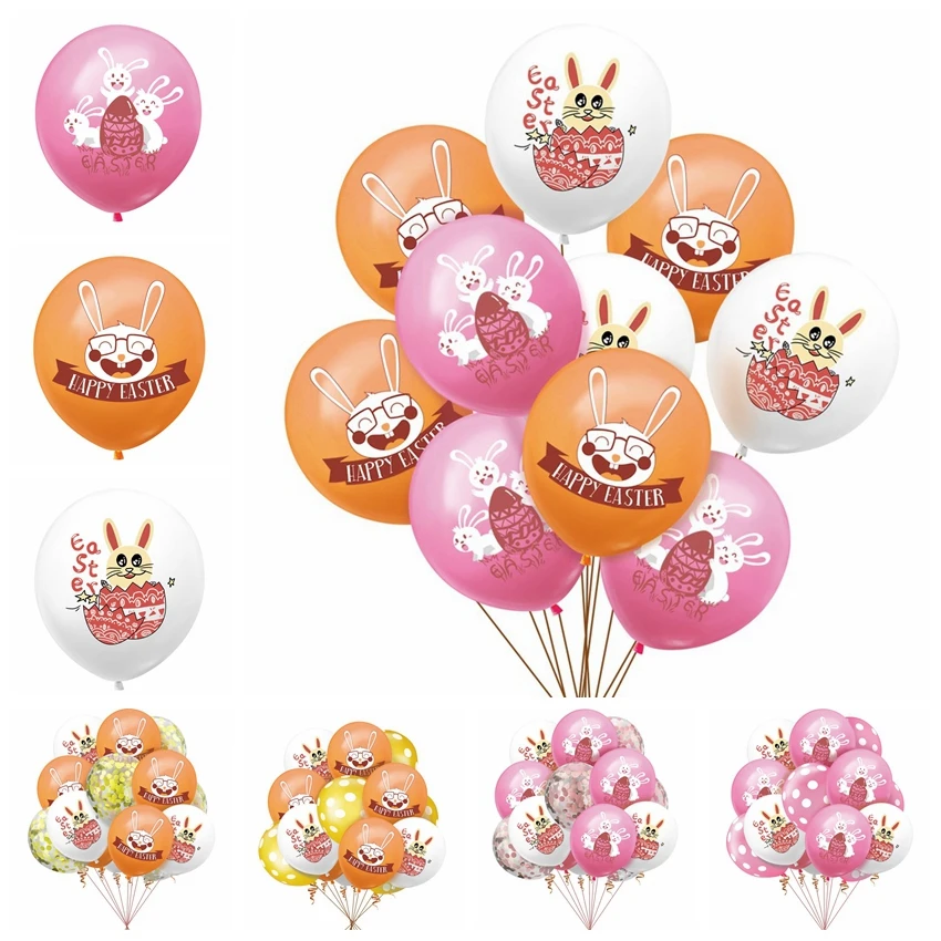 

50PCS/Lot Easter Balloon Cartoon Bunny Animal Pattern Balloons Combination Happy Easter Party Decoration Kids Decor Party Supply