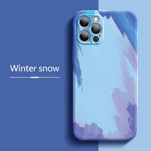 Ultra-fino aquarela silicone líquido capa de proteção para iphone 12 11 pro max xr x 8 7 plus mini caso de telefone novo