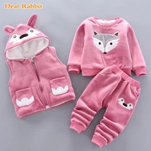 Коллекция года, зимняя одежда для новорожденных девочек, одежда для малышей Бархатные Топы, пуловер, свитер, жилет, куртка, штаны, комплекты спортивной одежды