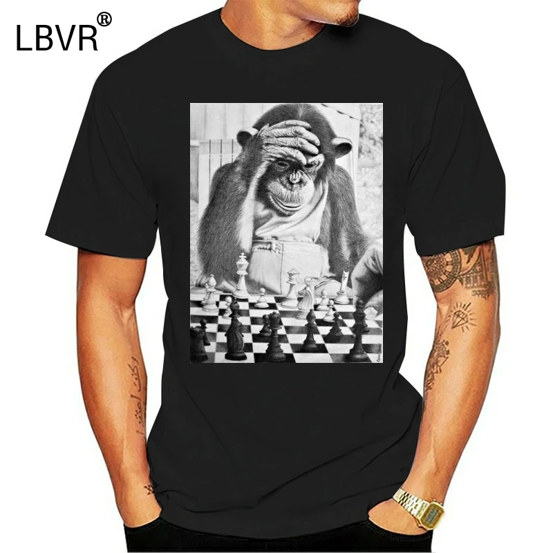 Футболка Chechmate Chimp Chess Monkey Schach модная Новая летняя Классическая однотонная