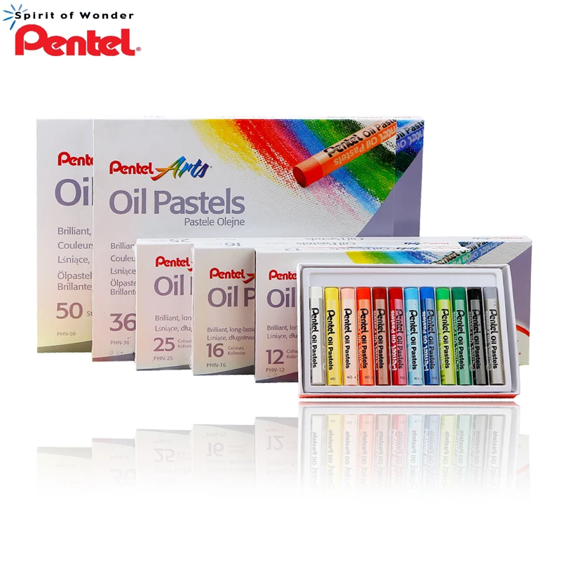 Pentel Arts Oil Pastels Professional Drawing Stick 12/16/25/50 Colors for Kids Kawai Gift Box Pencil Colour Painting Stationery oil pastels