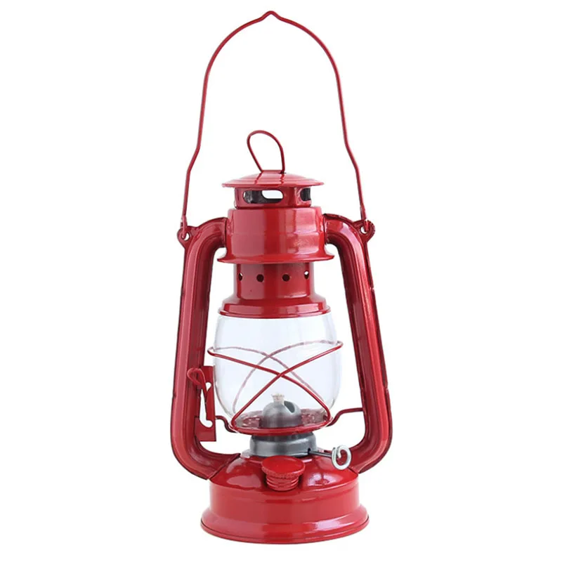 

ABUI-Retro Classic Kerosene Lamp Kerosene Lanterns Wick Portable Lights Adornment -Red