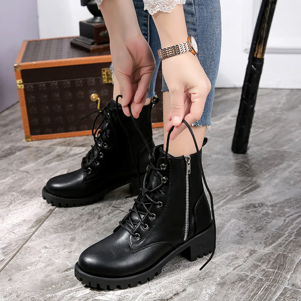 Мотоботы; женские винтажные армейские осенние ботинки; Женские ботинки в стиле панк; женские байкерские полусапожки из искусственной кожи