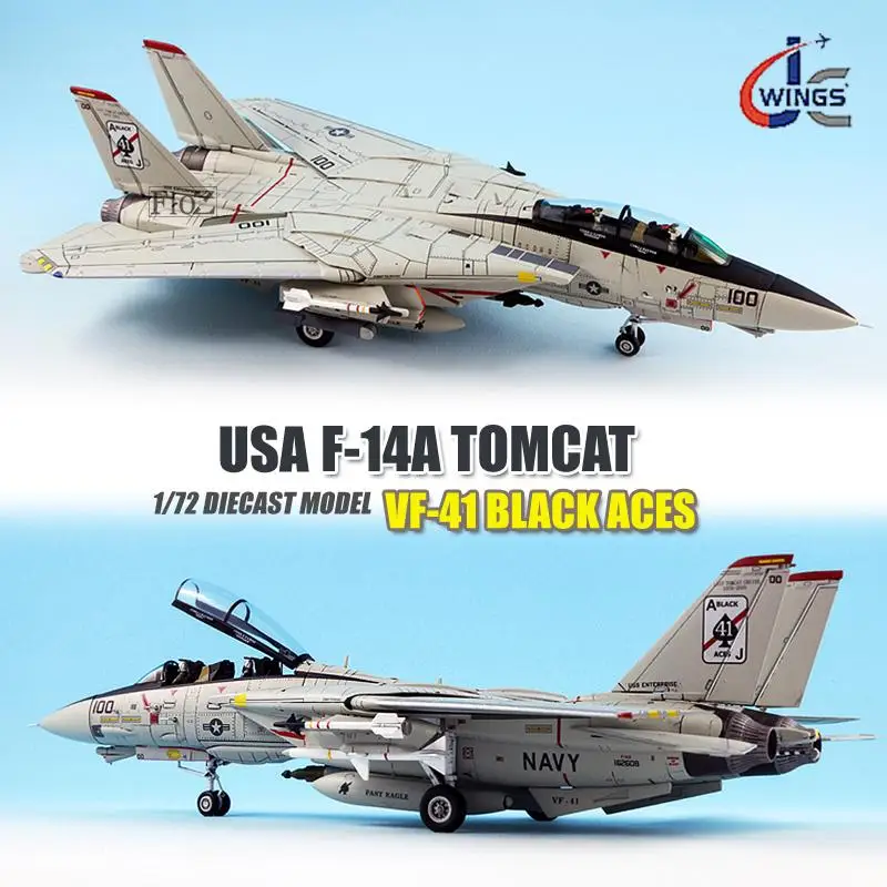 JC Крылья США F-14A TOMCAT VF-41 черный ACES 1/72 литье под давлением модель самолета
