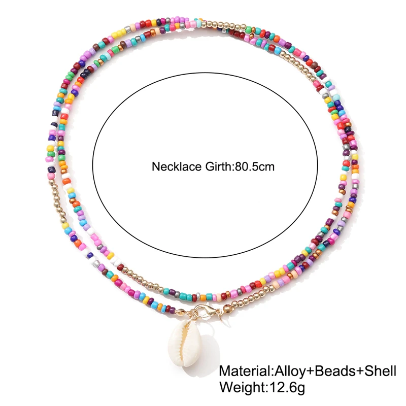 17KM Bohemian Colorful Bead Shell Necklace for Women Summer Short Beaded Collar Clavicle Choker Necklace Female Jewelry