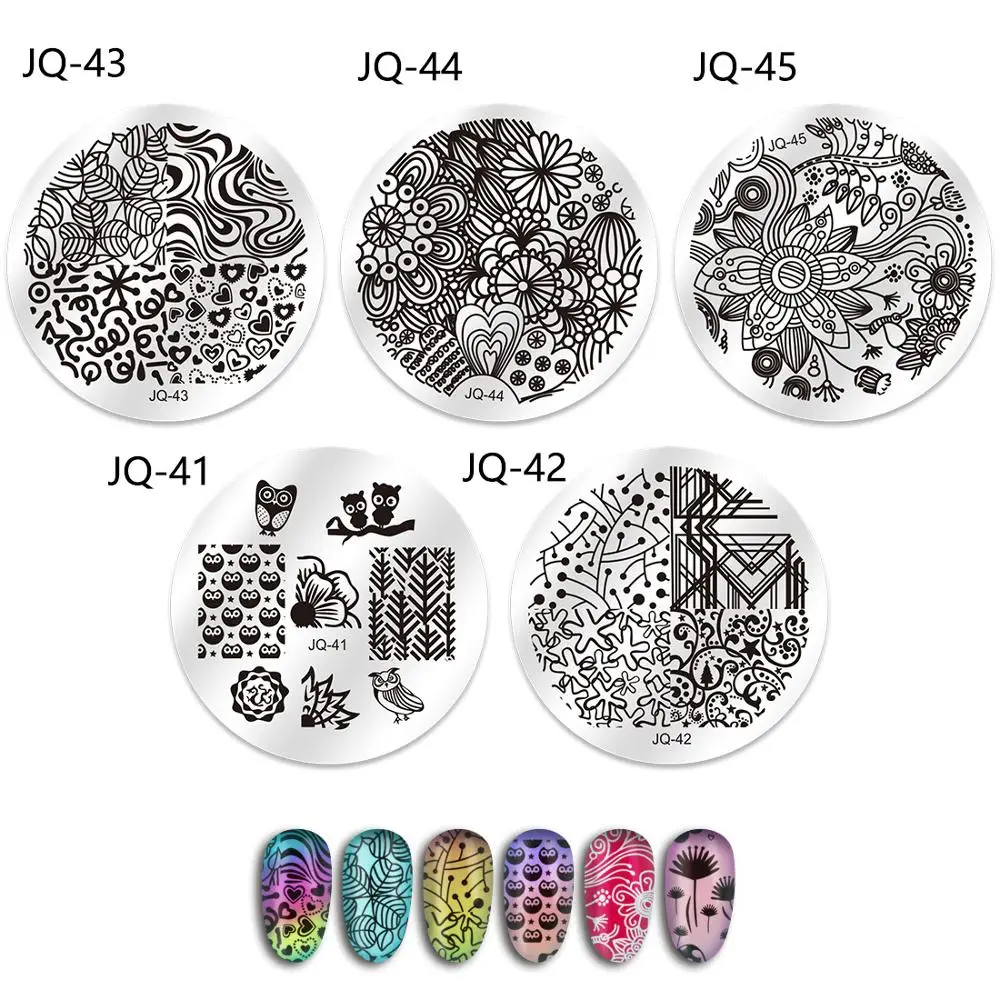10Pcs Nail Stamping Plates Polish Stencils For Nails 1Pc Rose Red Template Case Clear Scraper Stamper 3