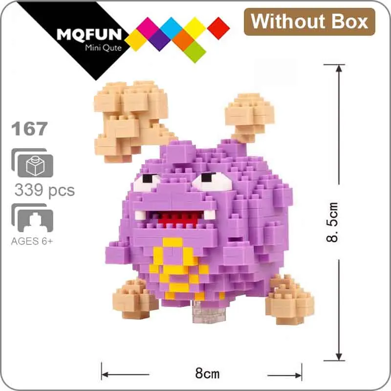 LNO 167 Without Box LNO мини блоки фигурки kawaii 3D Пикачу японский мультфильм Аниме пластиковые детали для конструктора игры DIY модели образовательных игрушек - Цвет: LNO 167 Without Box