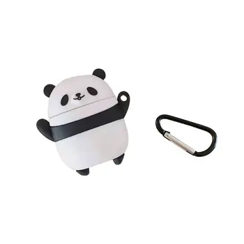 

mall Cute Panda Pattern Protective Case Shockproof Cover Skin Protector with Carabiner for Airpods 1/2 Charging Box Accessories