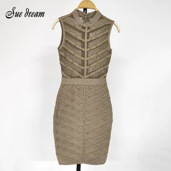 

Free Shipping Clearance Summer Sexy O-Neck Mesh Hollow Bandage Dress Fashion Runway Club Dress Vestidos