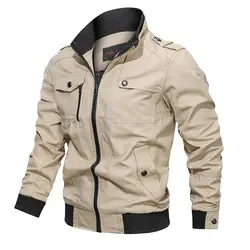 Осенняя мужская куртка мужская промытая хлопковая тонкая верхняя одежда мужская модная однотонная куртка с воротником-стойкой куртки для