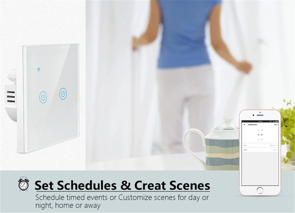 1/2/3 Gang 1 Way Tuya WiFi Smart Switch Wall Light Switch WiFi Single live line for application without neutral wire