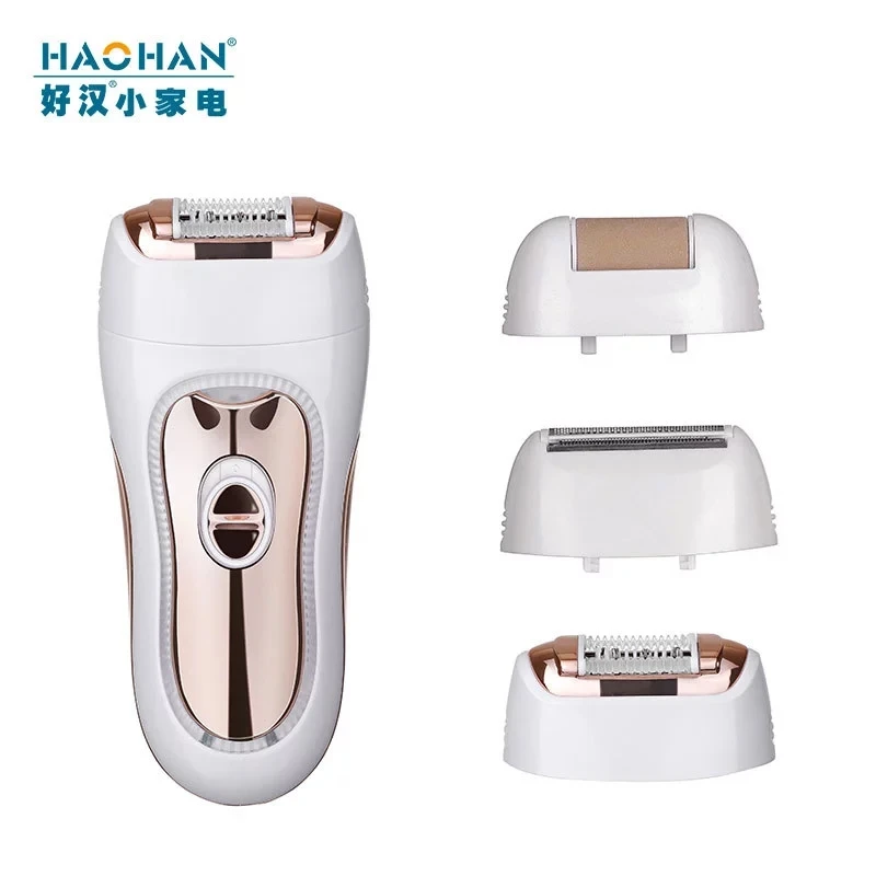 

3 In 1 Women Epilator Haohan Electric Hair Removal Double-Sided Massage Wheel Design Replaceable Head Ladies Trimmer Top Sale