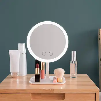 

USB Adjustable Rechargeable LED Fill Light Makeup Mirror Dressing Table Lamp Cosmetic Mirror Round Shape Cosmetic Mirrors