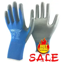 12 пар безопасности Защитные рабочие перчатки для ПУ пальмовое покрытие защитные перчатки