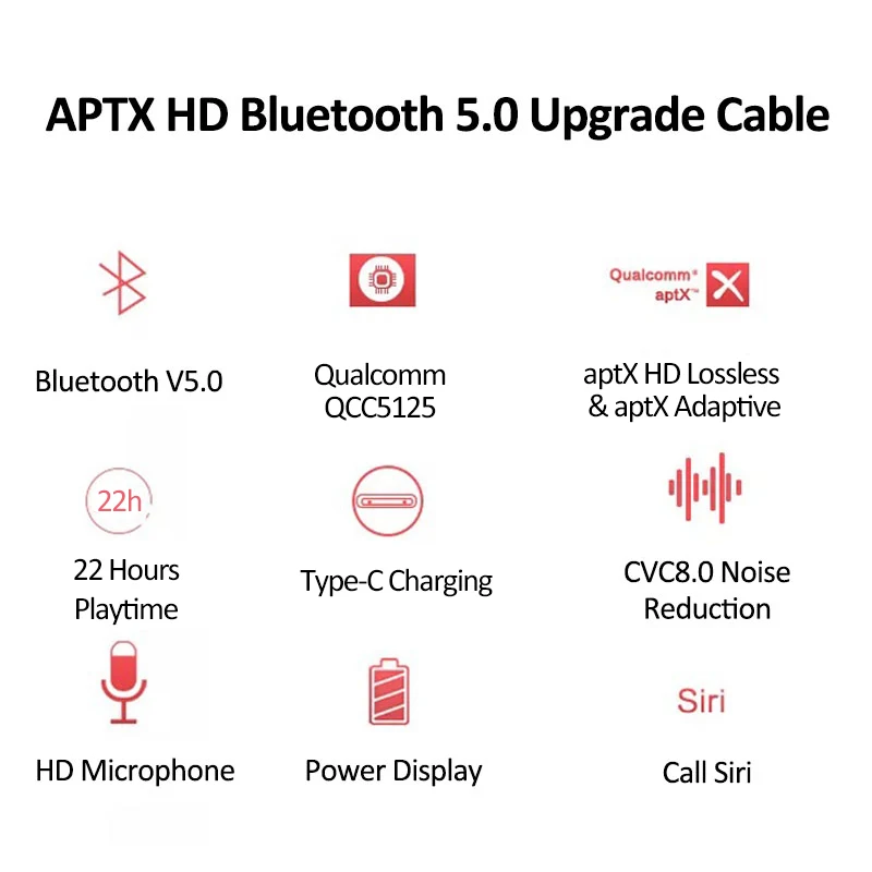 QCC5125 aptX Adaptive аудио Bluetooth кабель MMCX 2PIN A2DC наушники линия HD Беспроводной шнур для