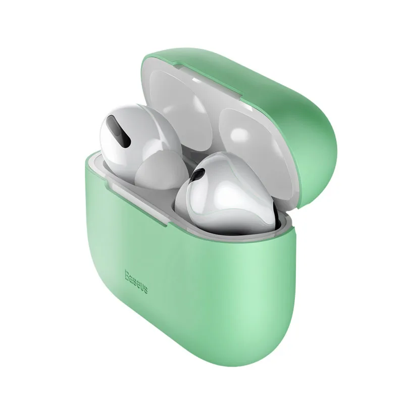 Мягкий силиконовый чехол Baseus для Apple Airpods, противоударный чехол ForAirPods 1 2, защитный чехол для наушников, аксессуары для наушников - Цвет: for Pro Green