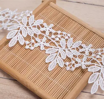 

1Yards Embroidery Lace Fabric Leaf Flower Cotton Lace Fabric 5cm Ribbon Guipure Lace Sewing Trimmings Dress Craft dentelle L004