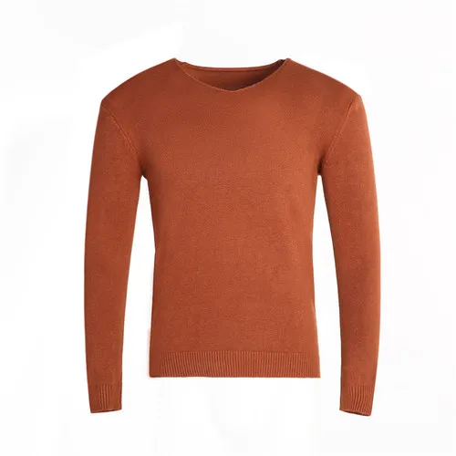 Осень-зима Для мужчин s свитер Slim Fit Для мужчин шикарное платье с v-образным вырезом и однотонные Цвет повседневные мужские свитера, брендеовые трикотажные пуловеры - Цвет: brown