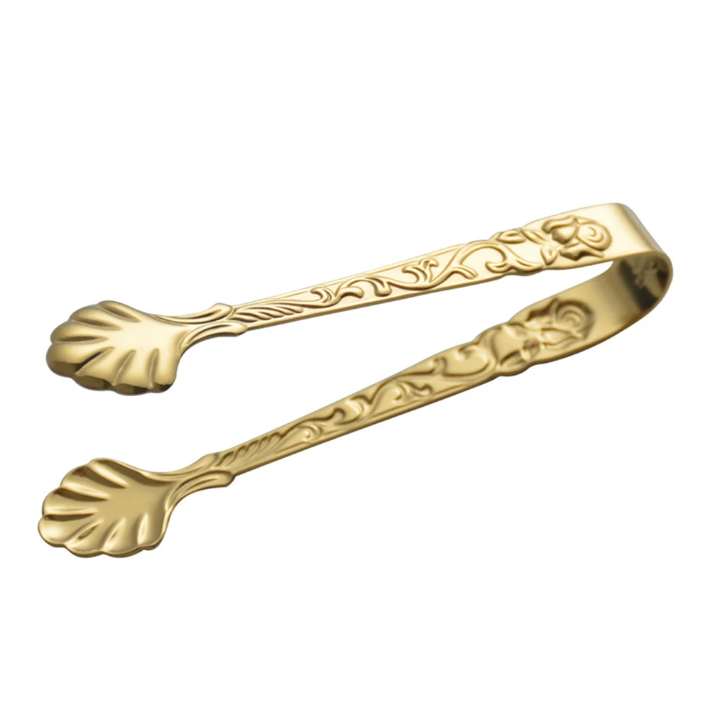 Pinze da zucchero vintage con manico a forma di rosa, in acciaio inox, per cubetti di ghiaccio, piccole pinze per alimenti per tè e caffè, antipasti