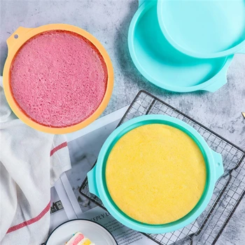 

4pcs / Set 8 Inch Non-Stick Silicone Round Baking Tray Layered Rainbow Mousse Cake Fondant Decoration Mould