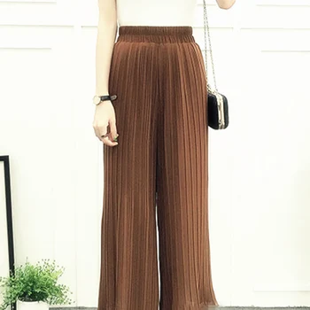 

Newly Ladies Wide Leg Trousers Solid Color Thin Loose Casual Pants for Summer CTN88