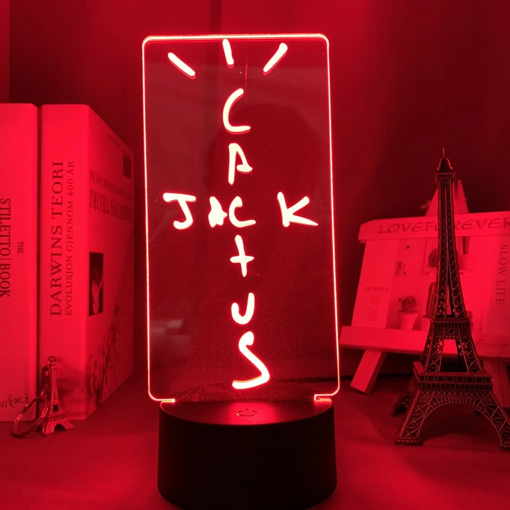 Cactus Jack Led Night Light for Bedroom Decoration Nightlight Cool Birthday Gifts Room Decor Cactus Jack Neon Table Lamp Bedside