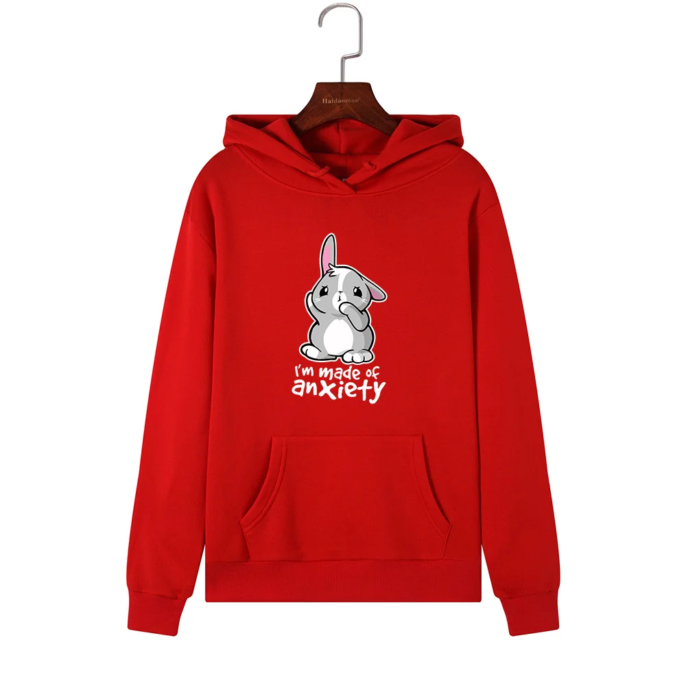  Women Hoodies Sweatshirts Hooded Sweatshirt Cute Animal Bunny Print Autumn Winter Pullover Female H