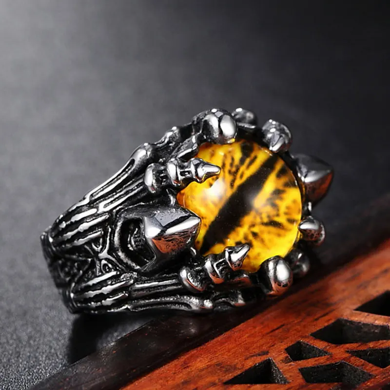 FaithHeart Anello Uomo Teschio In Acciaio Inox 316L - Stile Vintage Punk Rock Biker, Nero, Misura IT 14-32