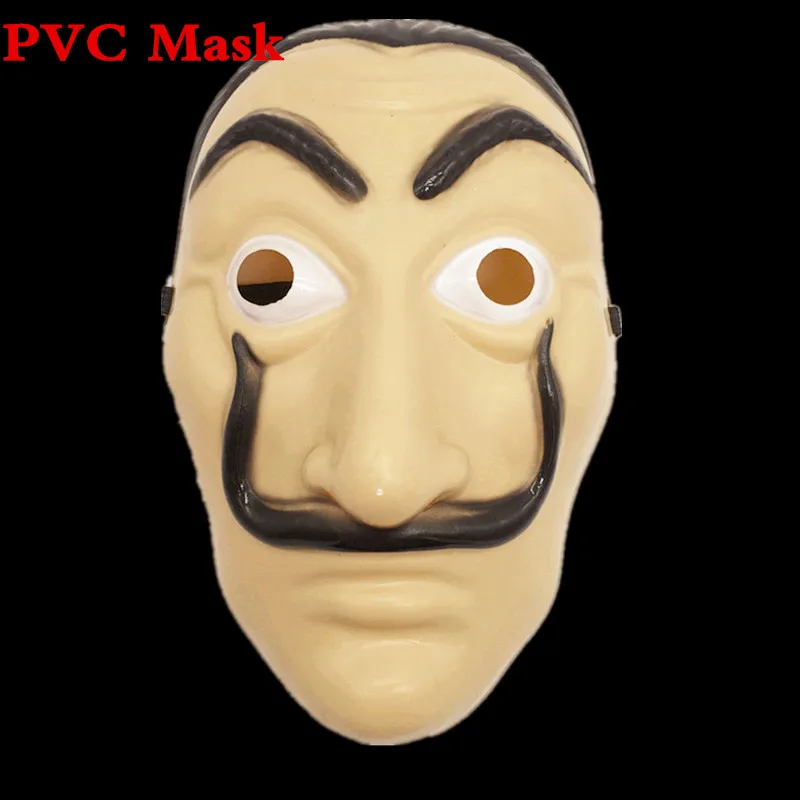 PVC Mask The House Of paper вечерние Сальвадор Дали Косплэй ползунки дети маска деньги Heist La Casa De Papel Косплэй костюм маска для лица - Цвет: PVC Mask