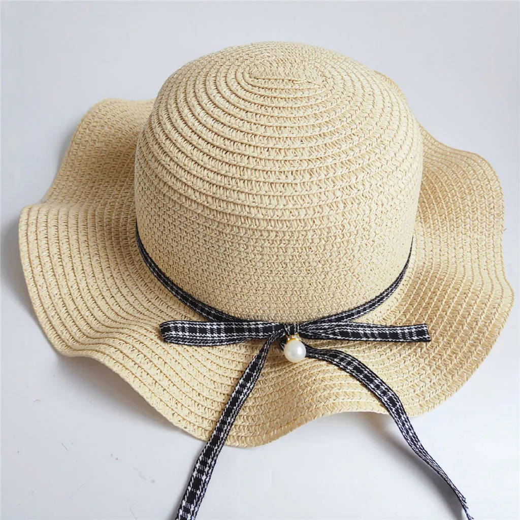  Baby Girl Sweet leisure Sun Hat kids hat sun straw hat handmade  Children Kids Summer Hat Beach Bucket Cap Toddler Girls Hat