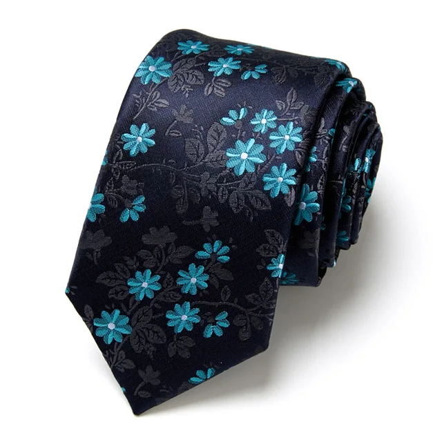 Novelty Ties Men's Fashion Tie  7.5cm Blue Necktie Green & Orange Color Neck Tie For Men Paisley Floral Bowtie Wedding L177