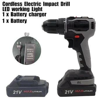 

21V 80-150Nm Brushless Cordless Electric Impact Drill LED Power Tools W/ Battery 3 In 1 Forward /reverse / Lock Switch High Qua