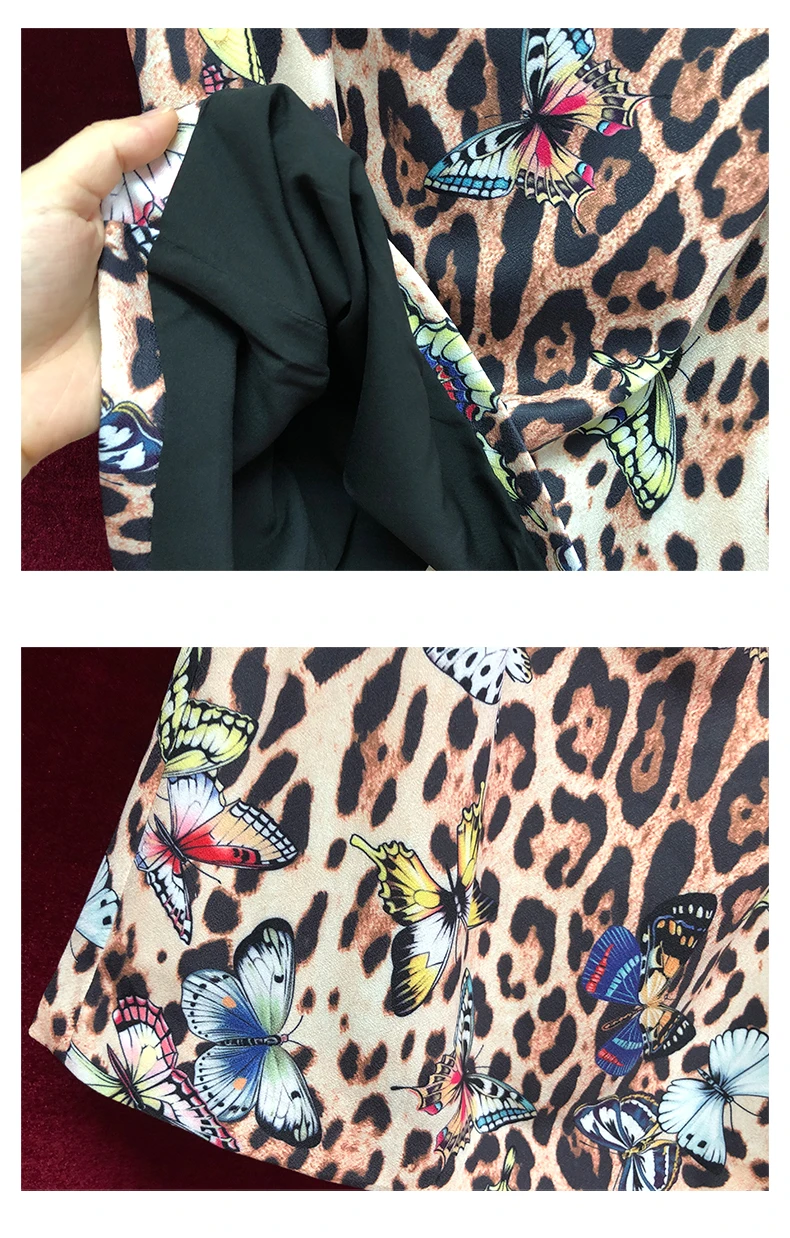 Qian Han Zi дизайнерский Леопардовый Модный комплект из двух предметов, женская рубашка с оборками высокого качества+ винтажная облегающая юбка котюмы наборы