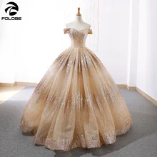 Очаровательное бальное платье цвета шампанского, золотого цвета, бальное платье с открытыми плечами, Блестящие Блестки, длина до пола, милое 16 vestidos de 15 anos