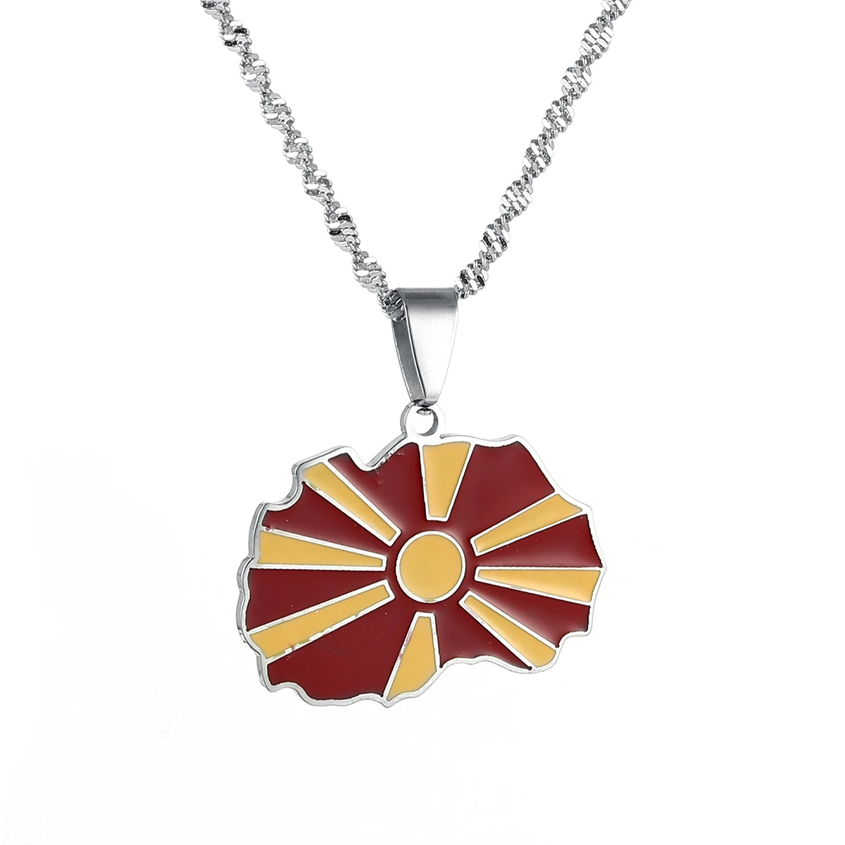 North Macedonia Map Pendant Necklaces For Women Girls Pendant Chain Jewelry 3